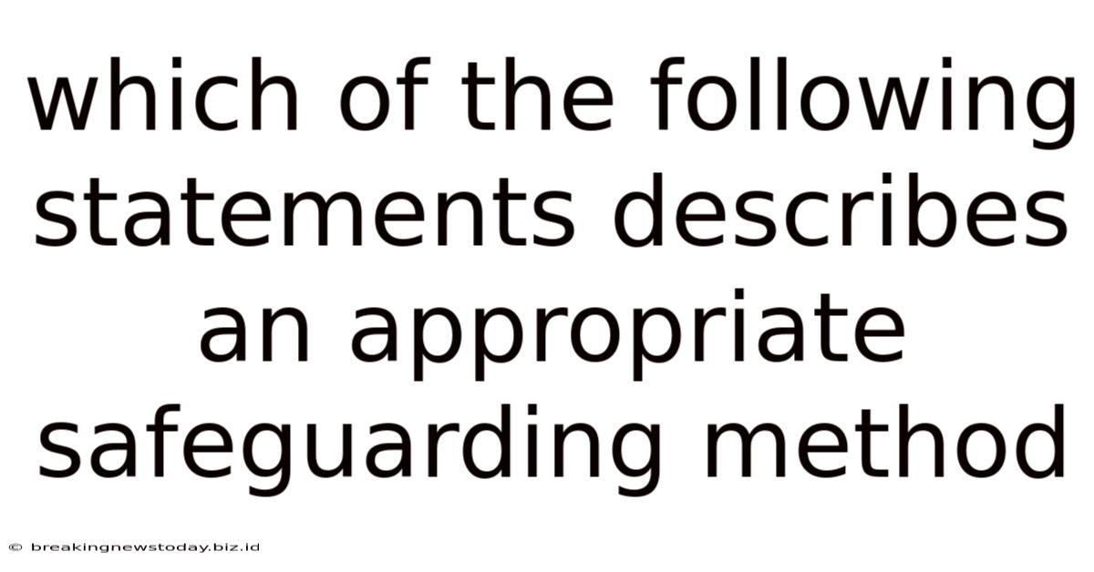Which Of The Following Statements Describes An Appropriate Safeguarding Method