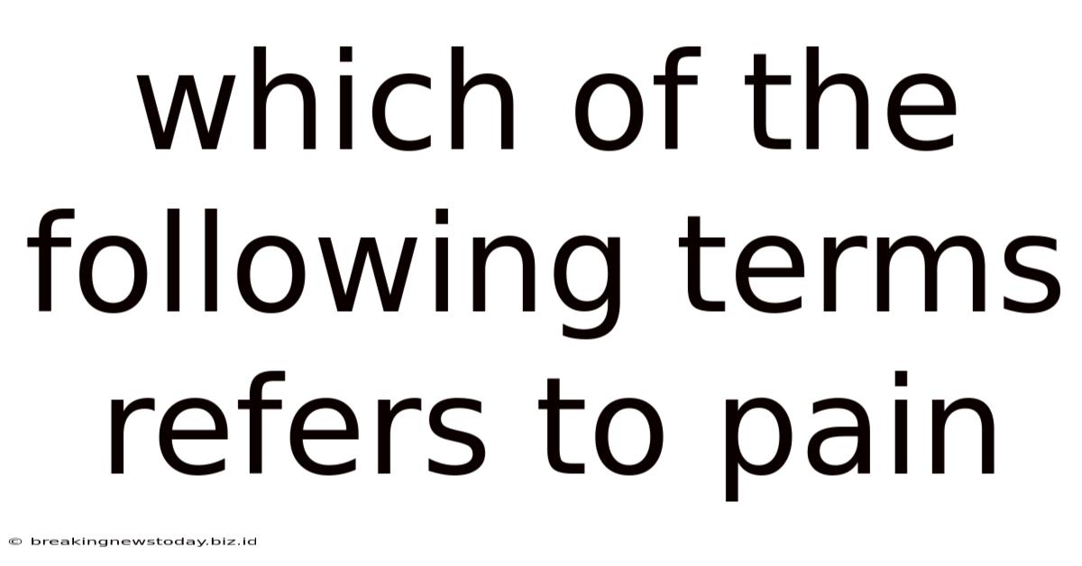 Which Of The Following Terms Refers To Pain