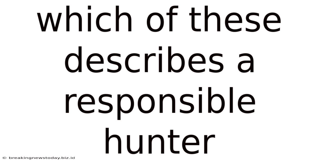 Which Of These Describes A Responsible Hunter
