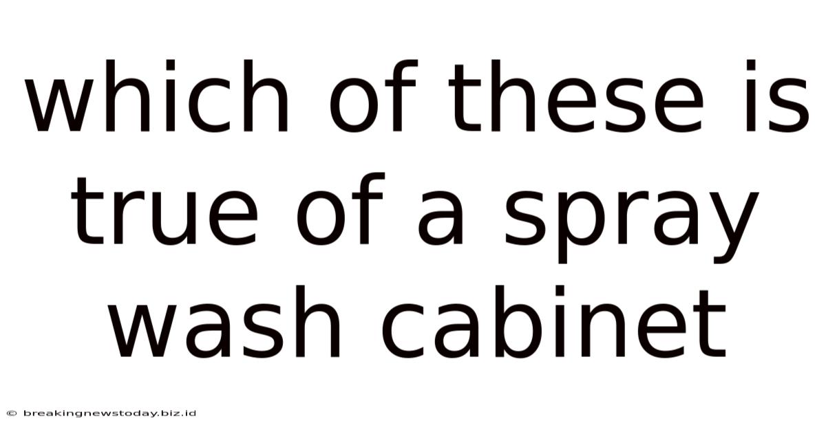 Which Of These Is True Of A Spray Wash Cabinet