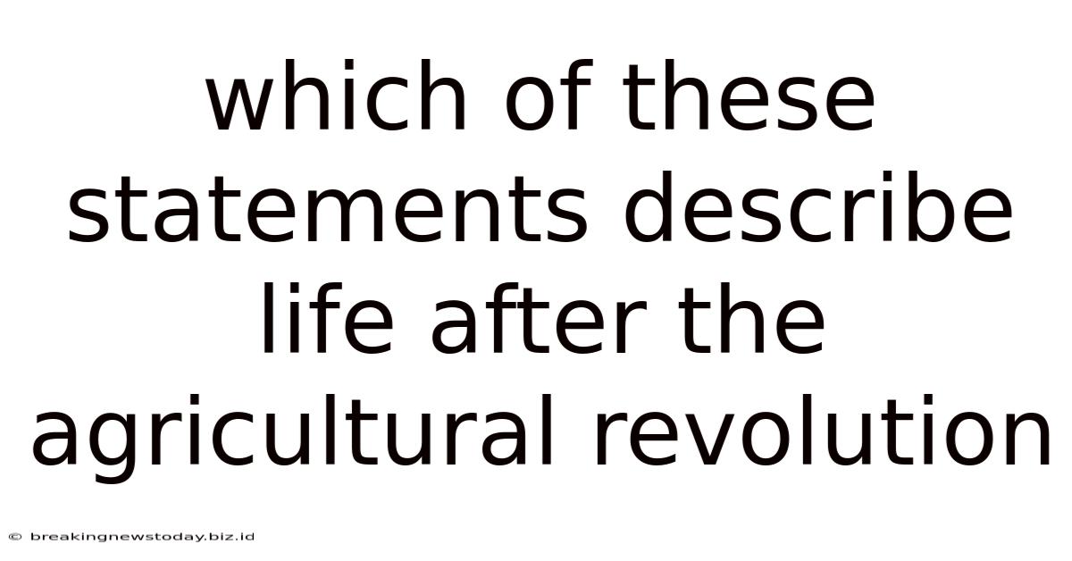 Which Of These Statements Describe Life After The Agricultural Revolution