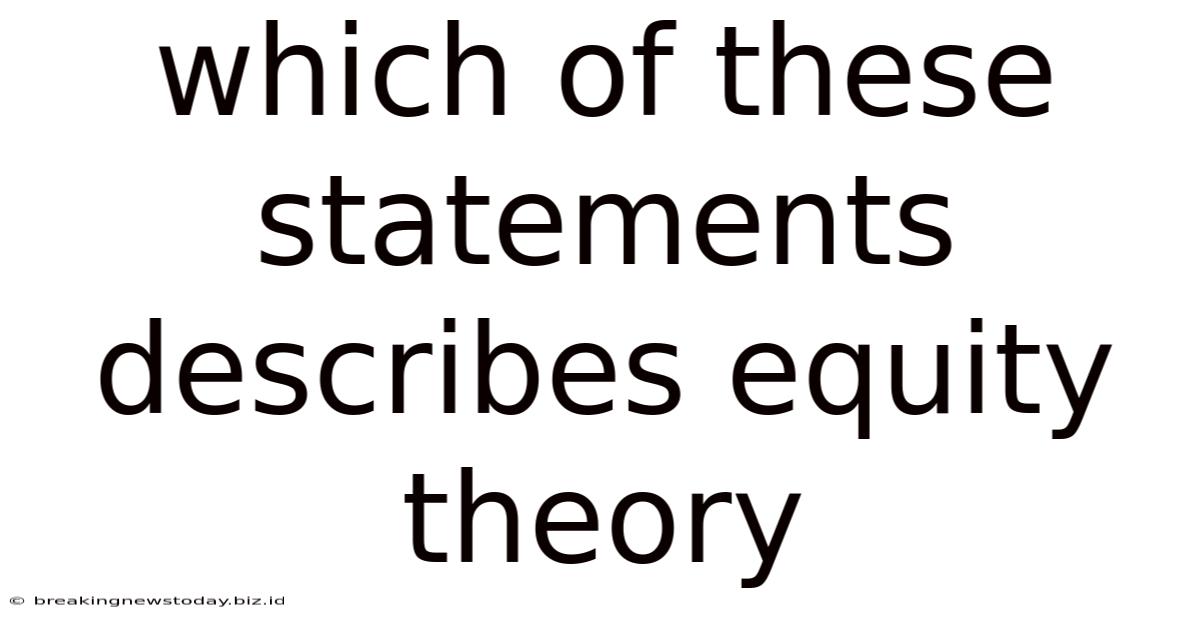 Which Of These Statements Describes Equity Theory