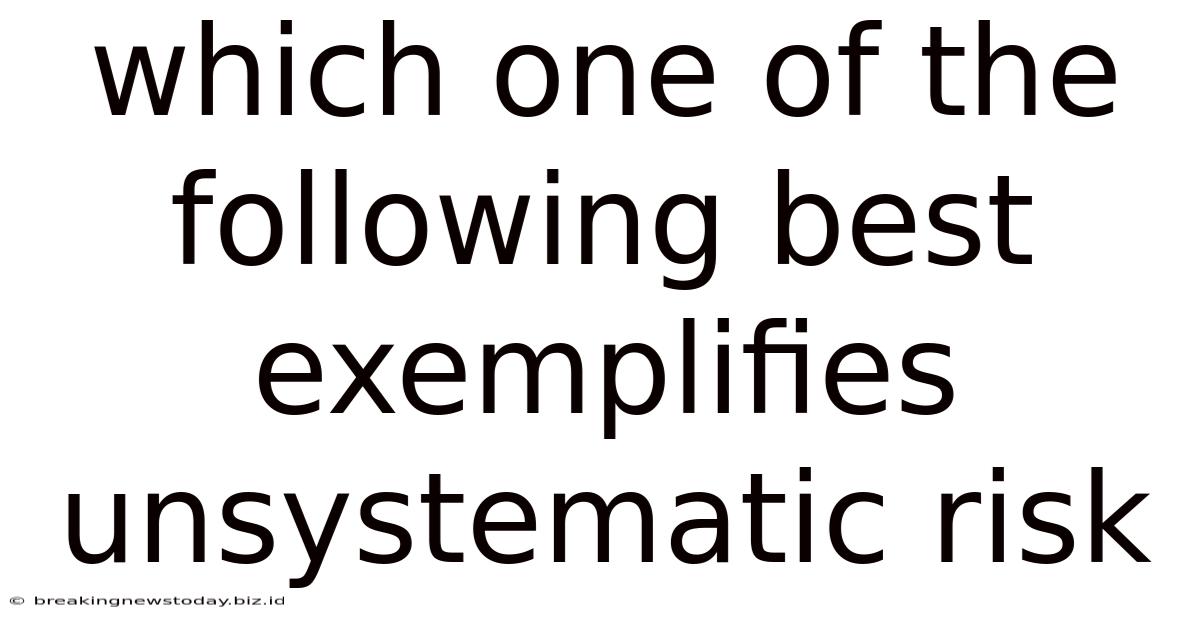 Which One Of The Following Best Exemplifies Unsystematic Risk