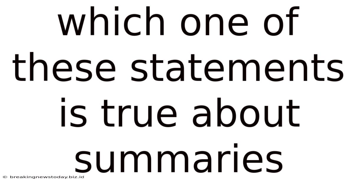 Which One Of These Statements Is True About Summaries