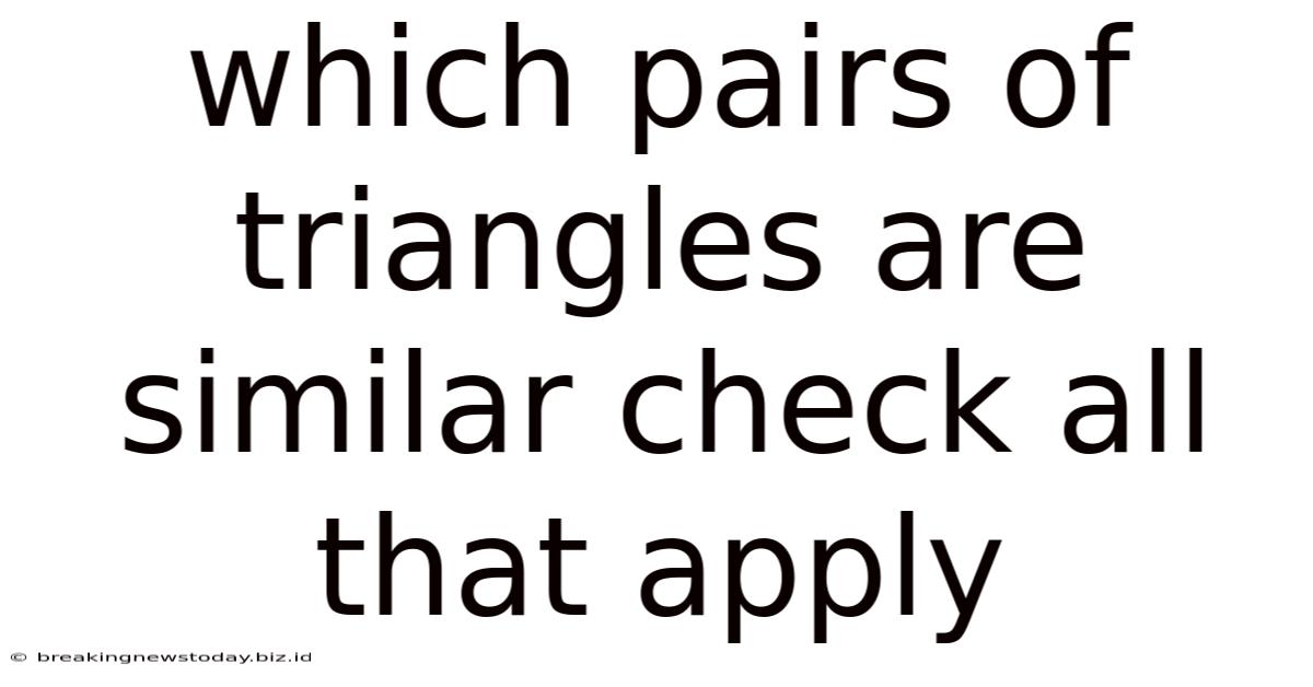 Which Pairs Of Triangles Are Similar Check All That Apply