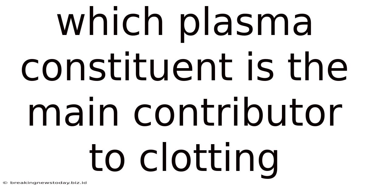 Which Plasma Constituent Is The Main Contributor To Clotting