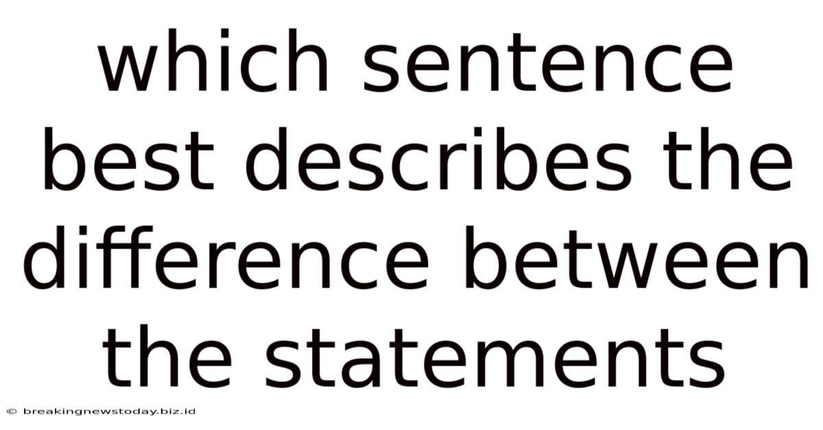 Which Sentence Best Describes The Difference Between The Statements