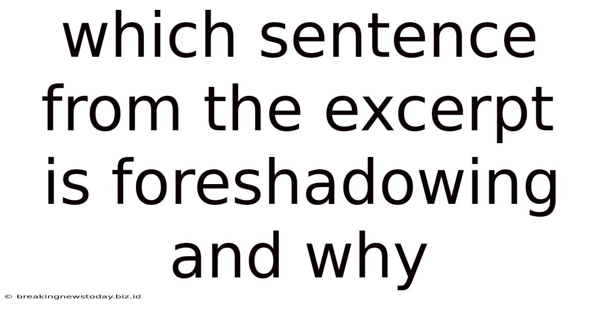 Which Sentence From The Excerpt Is Foreshadowing And Why