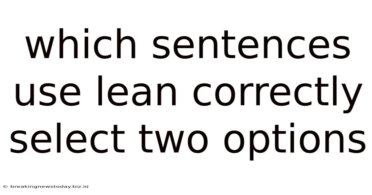 Which Sentences Use Lean Correctly Select Two Options