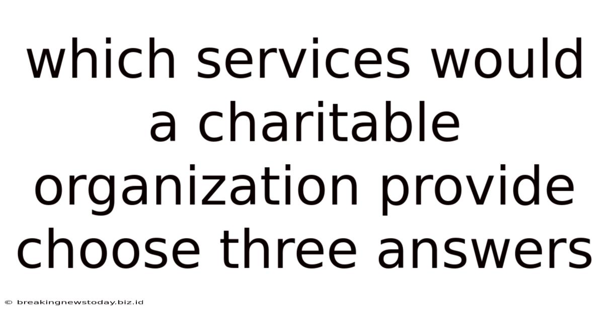 Which Services Would A Charitable Organization Provide Choose Three Answers