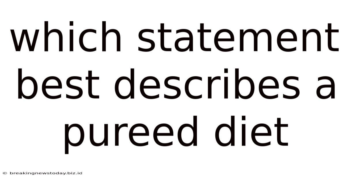 Which Statement Best Describes A Pureed Diet