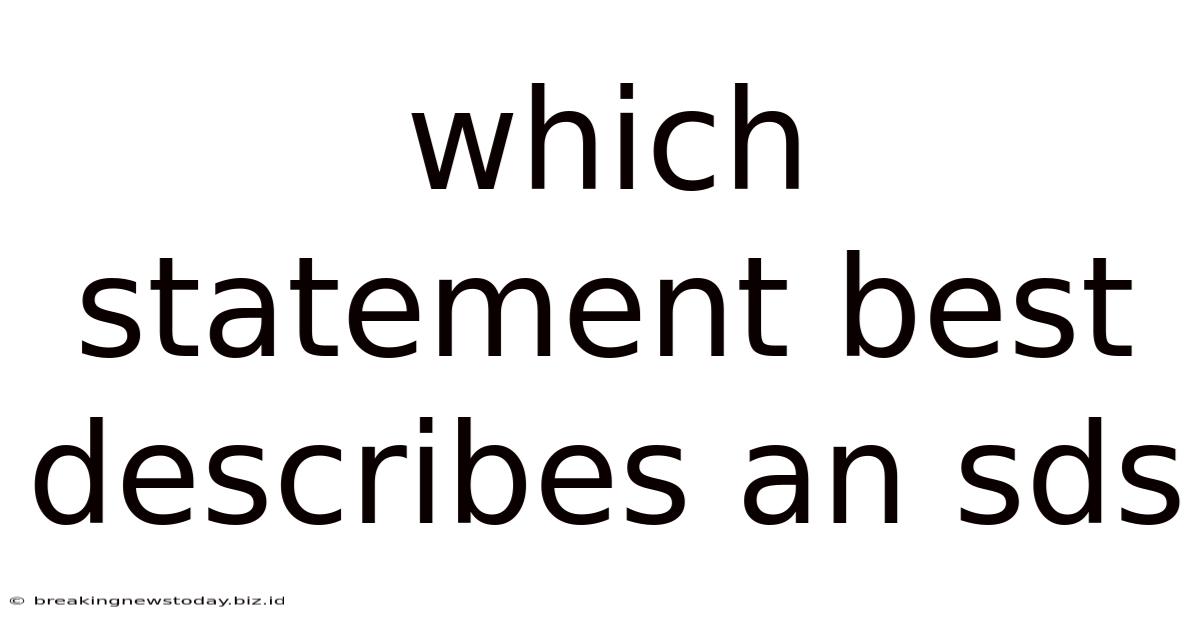Which Statement Best Describes An Sds