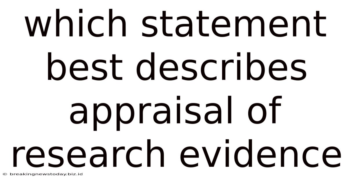 Which Statement Best Describes Appraisal Of Research Evidence
