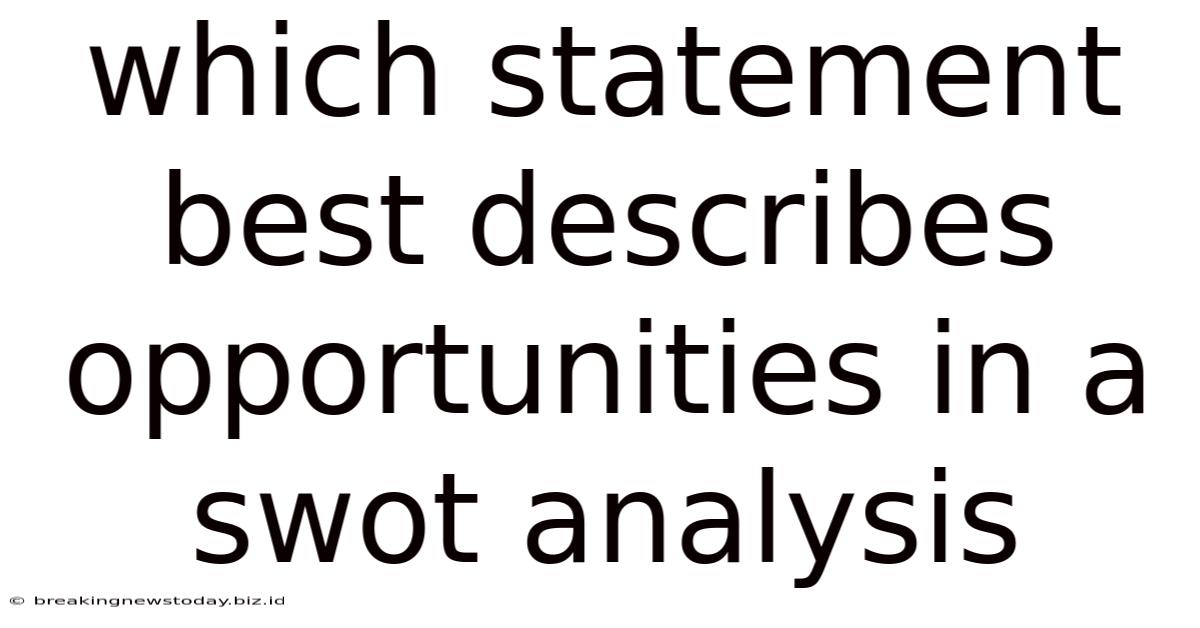 Which Statement Best Describes Opportunities In A Swot Analysis