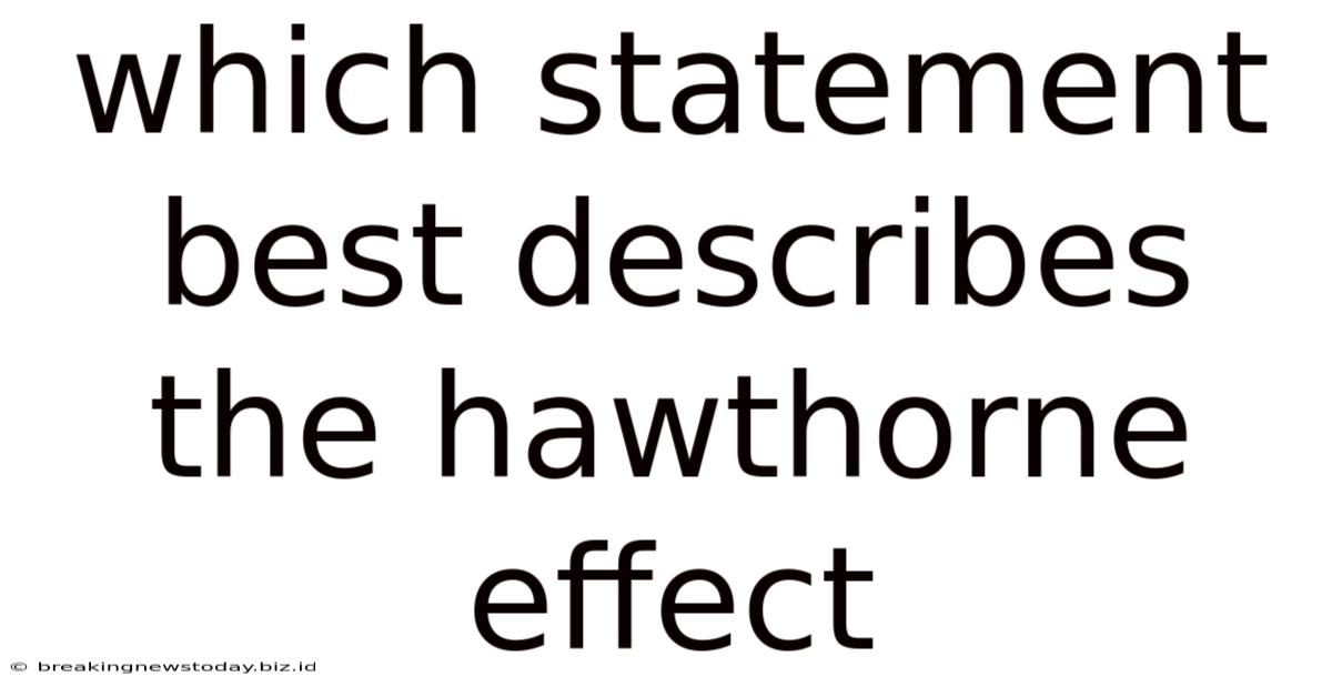 Which Statement Best Describes The Hawthorne Effect