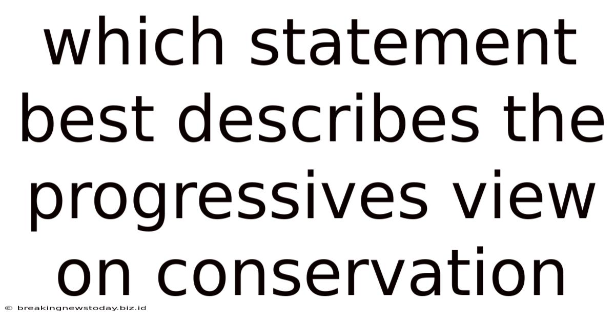 Which Statement Best Describes The Progressives View On Conservation