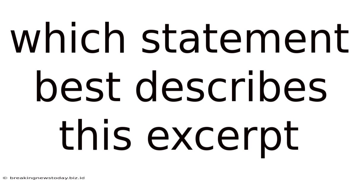 Which Statement Best Describes This Excerpt