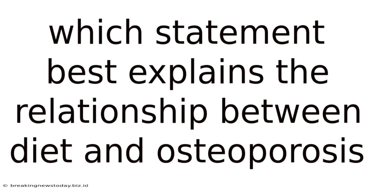 Which Statement Best Explains The Relationship Between Diet And Osteoporosis