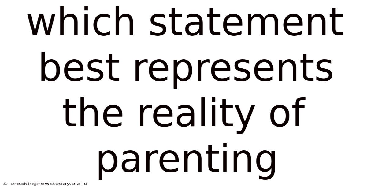 Which Statement Best Represents The Reality Of Parenting