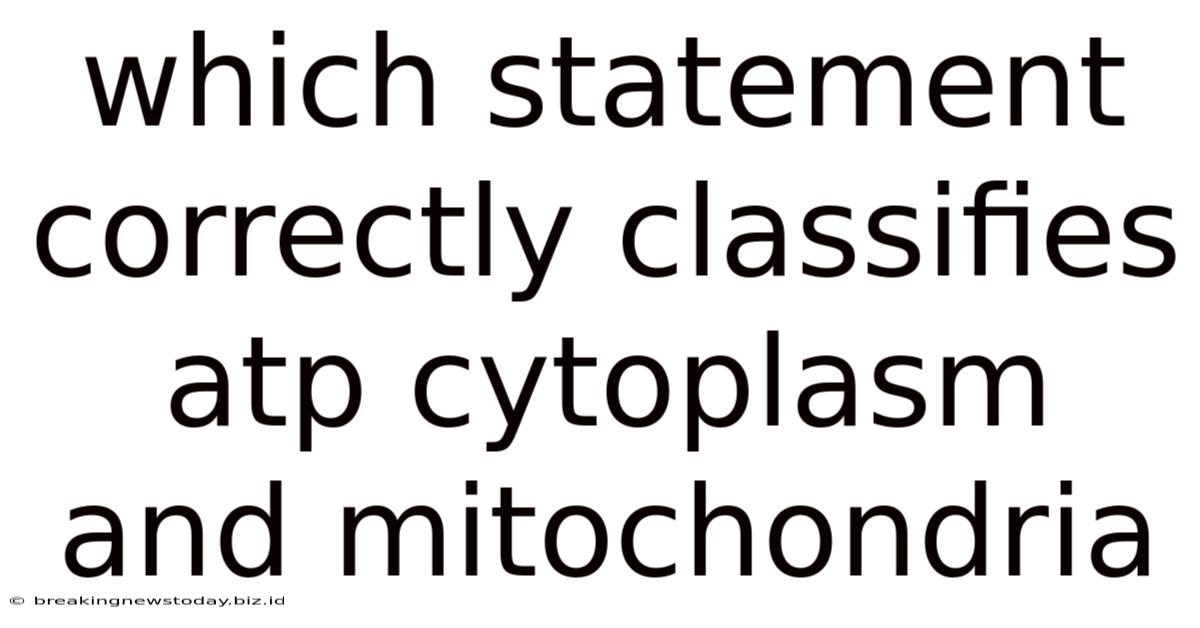 Which Statement Correctly Classifies Atp Cytoplasm And Mitochondria