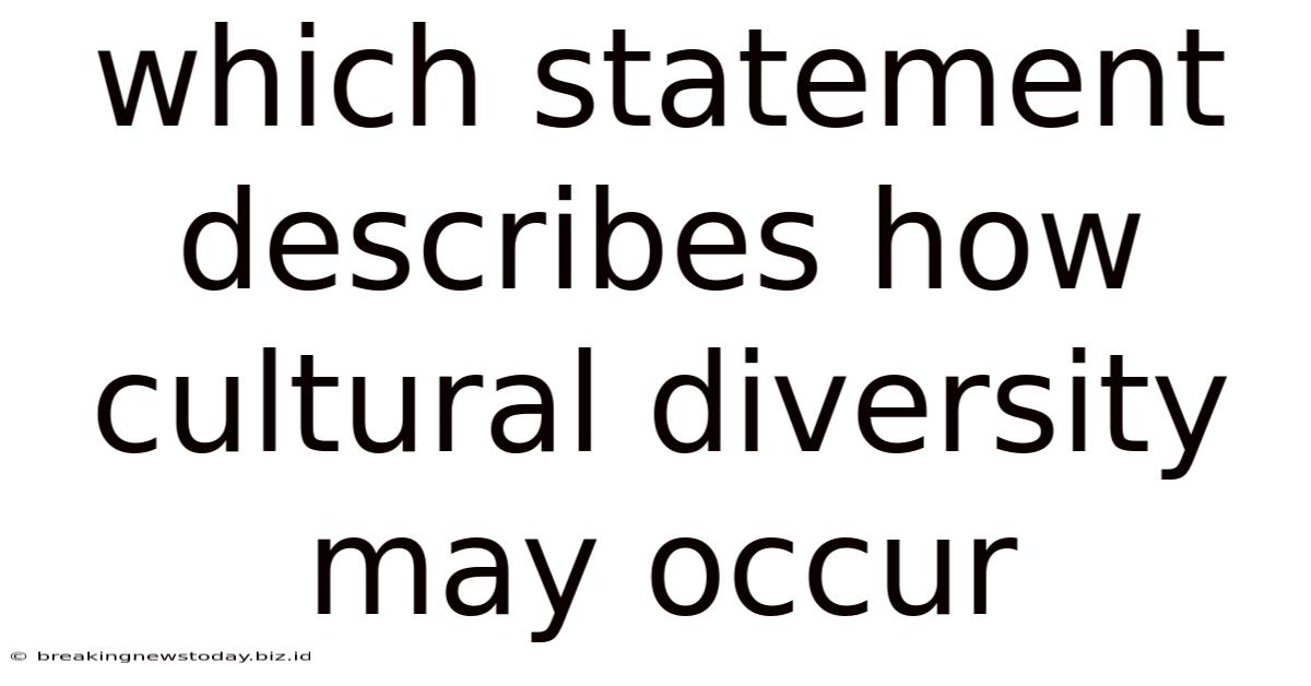 Which Statement Describes How Cultural Diversity May Occur