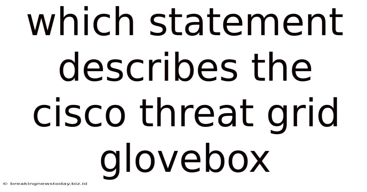 Which Statement Describes The Cisco Threat Grid Glovebox