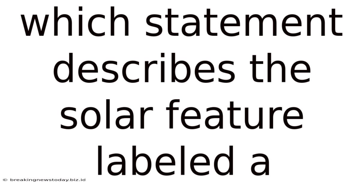 Which Statement Describes The Solar Feature Labeled A
