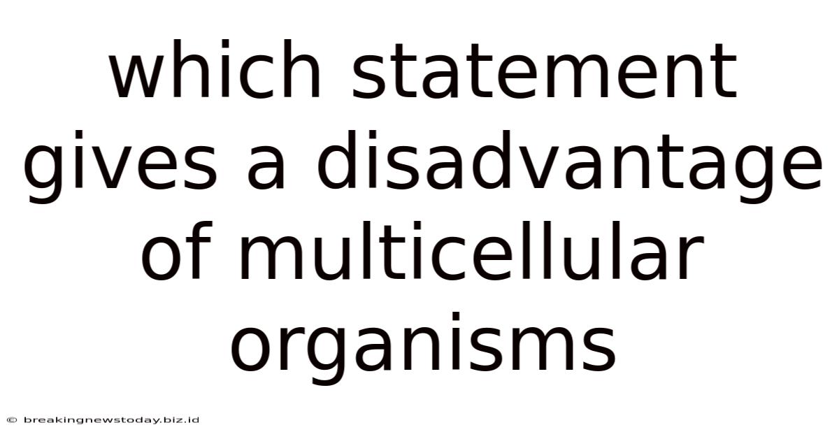 Which Statement Gives A Disadvantage Of Multicellular Organisms
