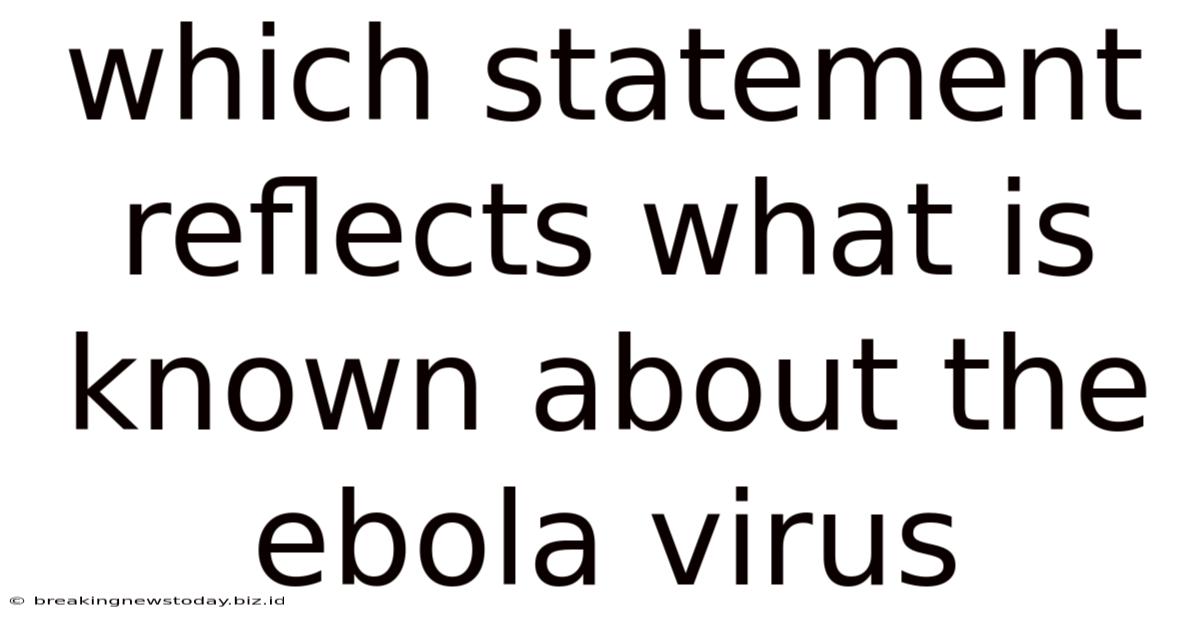 Which Statement Reflects What Is Known About The Ebola Virus