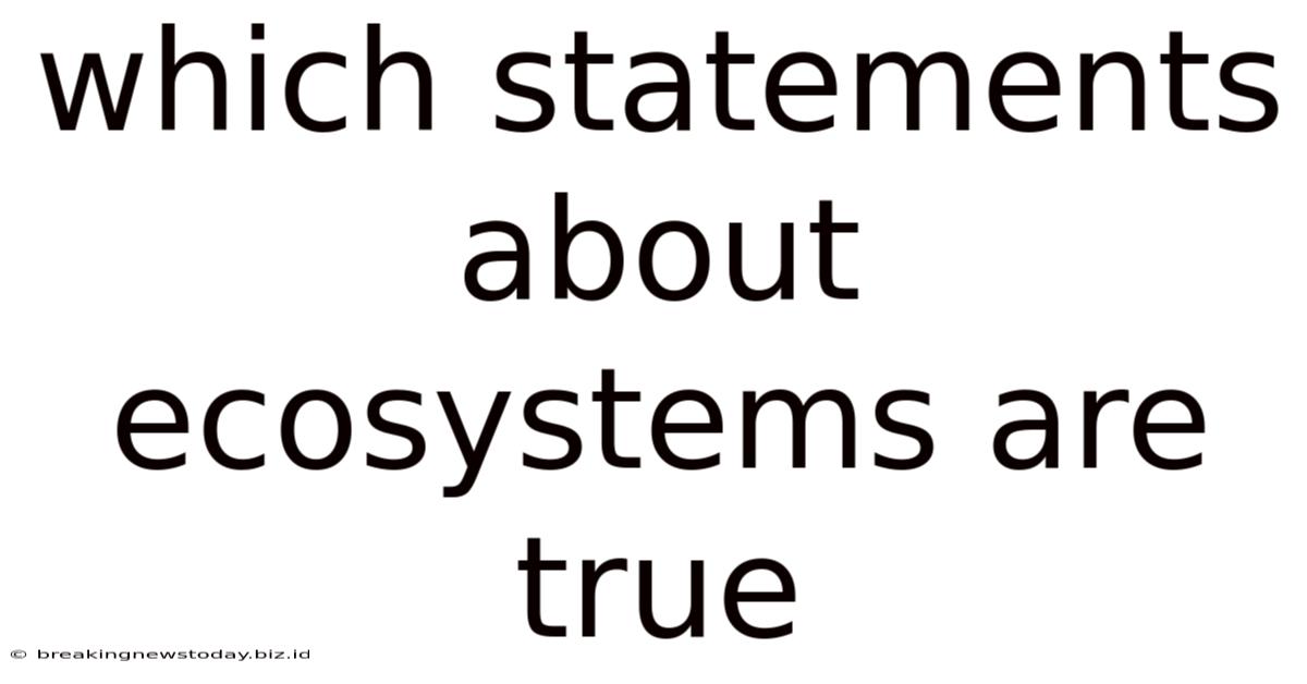 Which Statements About Ecosystems Are True
