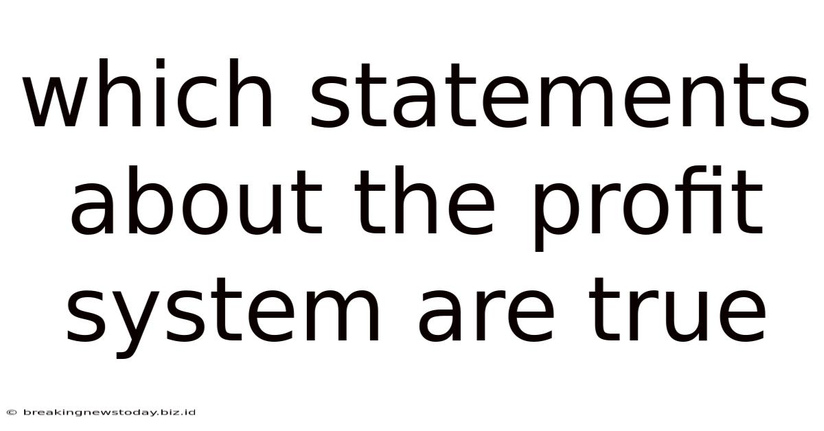 Which Statements About The Profit System Are True