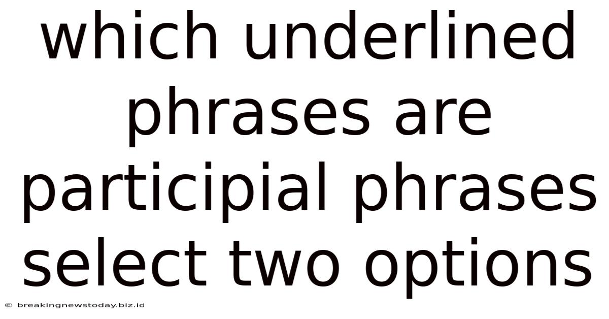 Which Underlined Phrases Are Participial Phrases Select Two Options