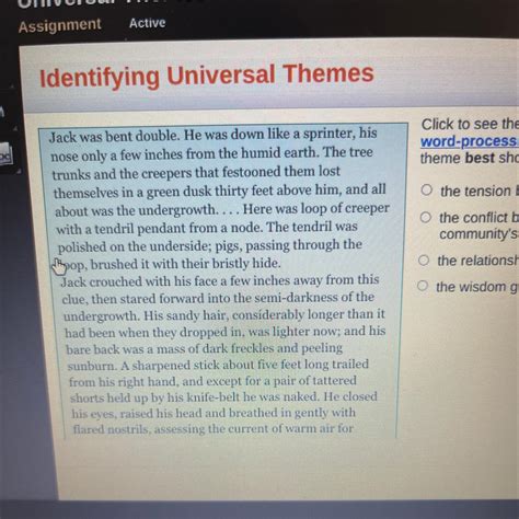 Which Universal Theme Is Best Represented In The Excerpt