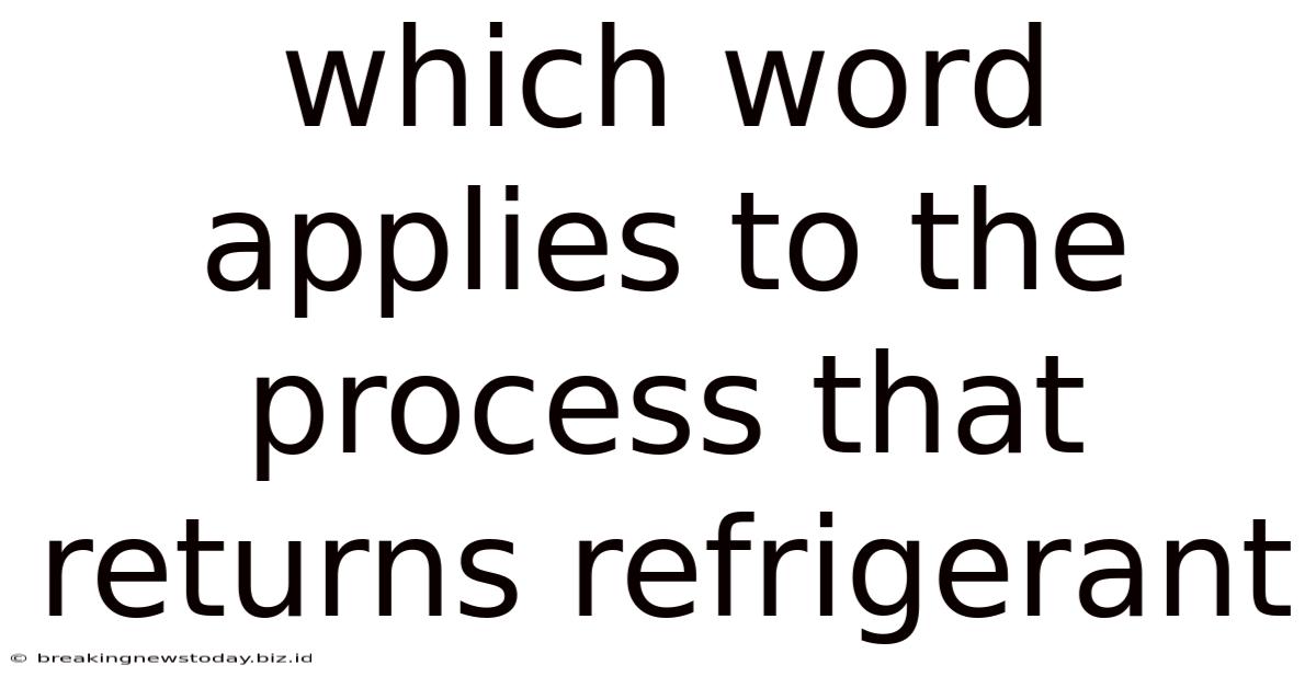 Which Word Applies To The Process That Returns Refrigerant