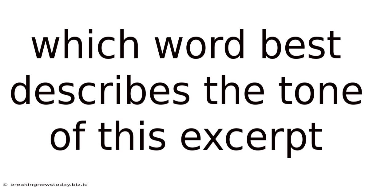 Which Word Best Describes The Tone Of This Excerpt