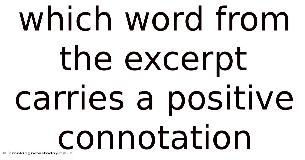 Which Word From The Excerpt Carries A Positive Connotation