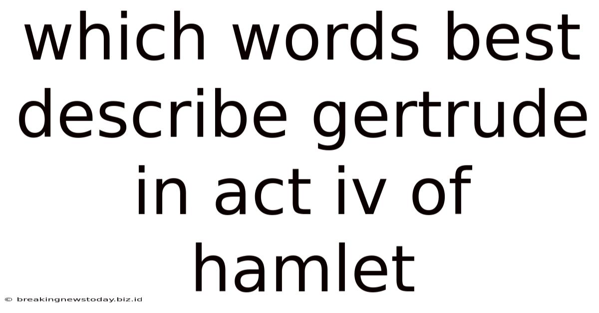Which Words Best Describe Gertrude In Act Iv Of Hamlet