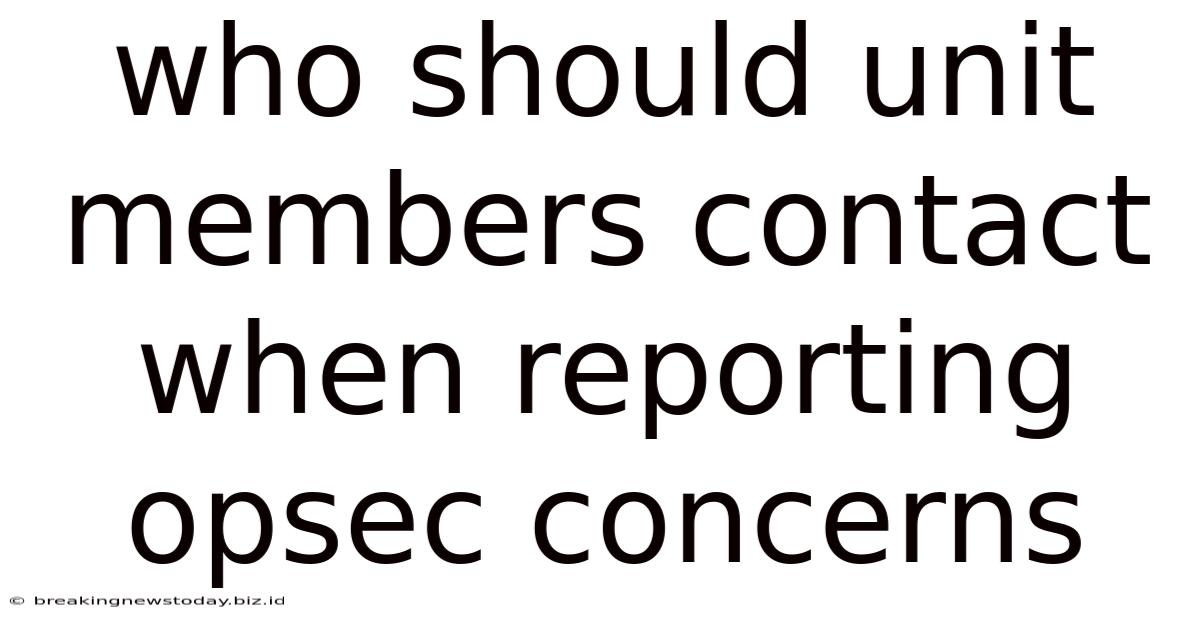 Who Should Unit Members Contact When Reporting Opsec Concerns