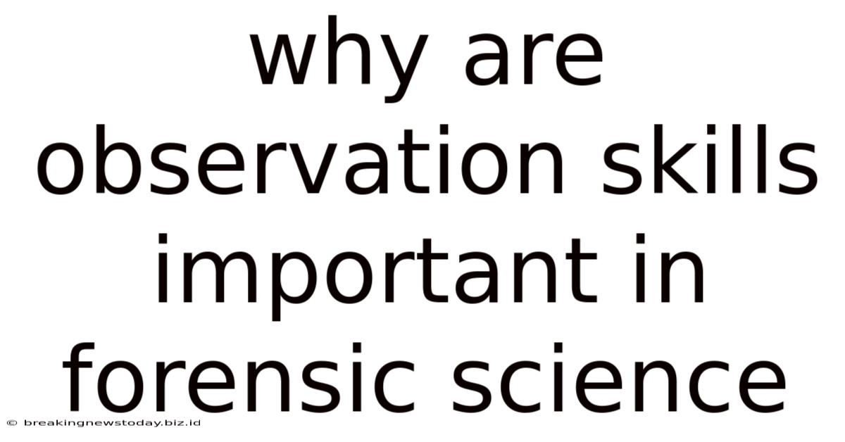 Why Are Observation Skills Important In Forensic Science