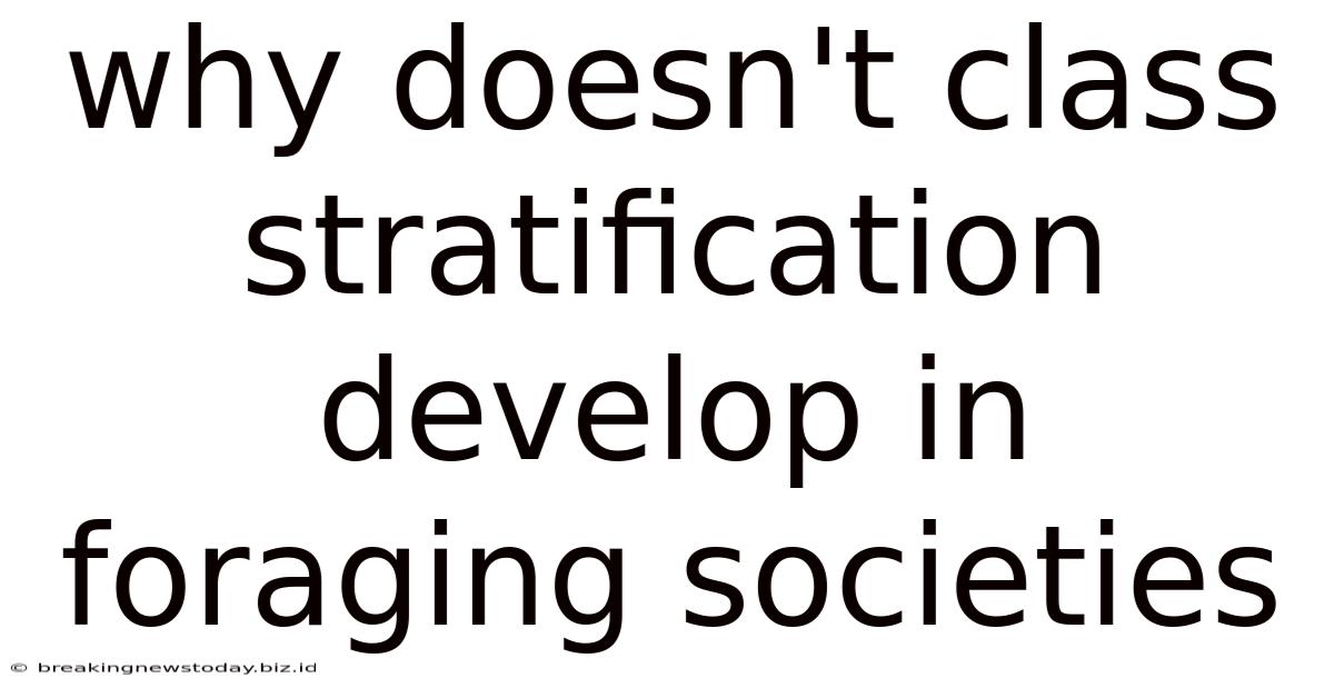 Why Doesn't Class Stratification Develop In Foraging Societies