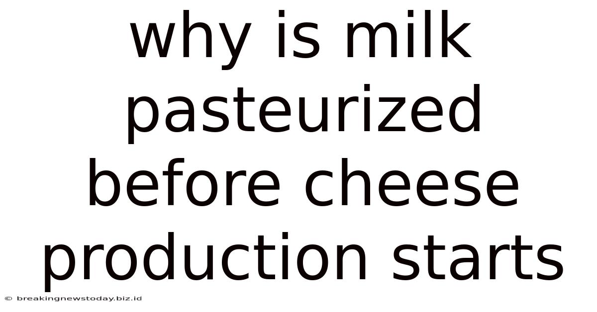 Why Is Milk Pasteurized Before Cheese Production Starts