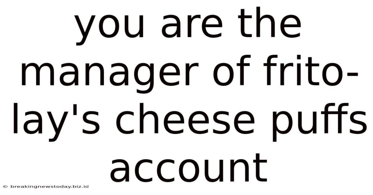 You Are The Manager Of Frito-lay's Cheese Puffs Account