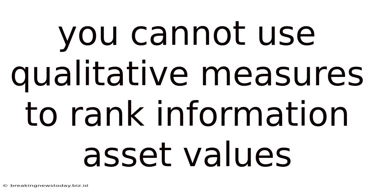 You Cannot Use Qualitative Measures To Rank Information Asset Values