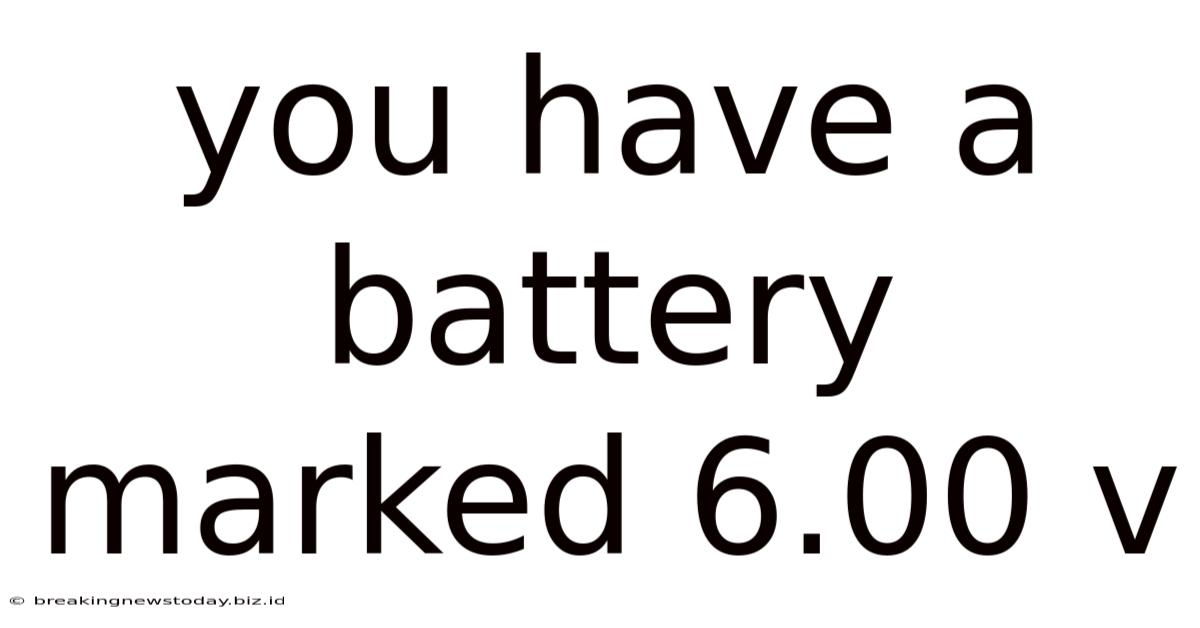 You Have A Battery Marked 6.00 V