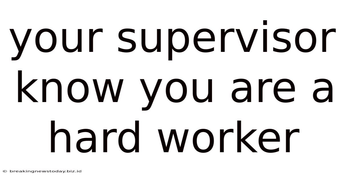 Your Supervisor Know You Are A Hard Worker